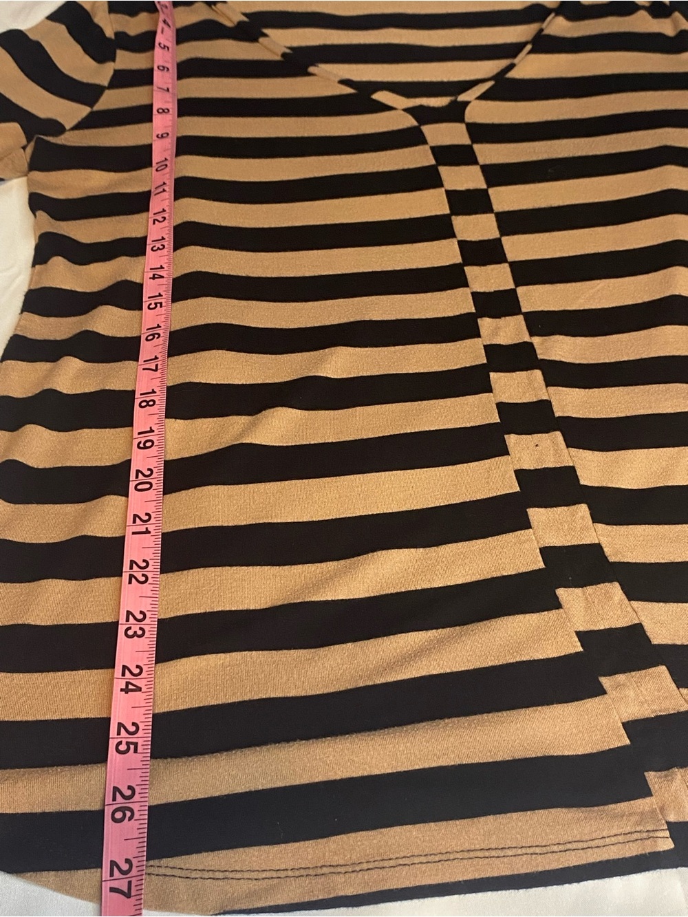 Cable & Gauge Women's XL Tan/Black Striped Long Sleeve Round Neck Top - Picture 4 of 9
